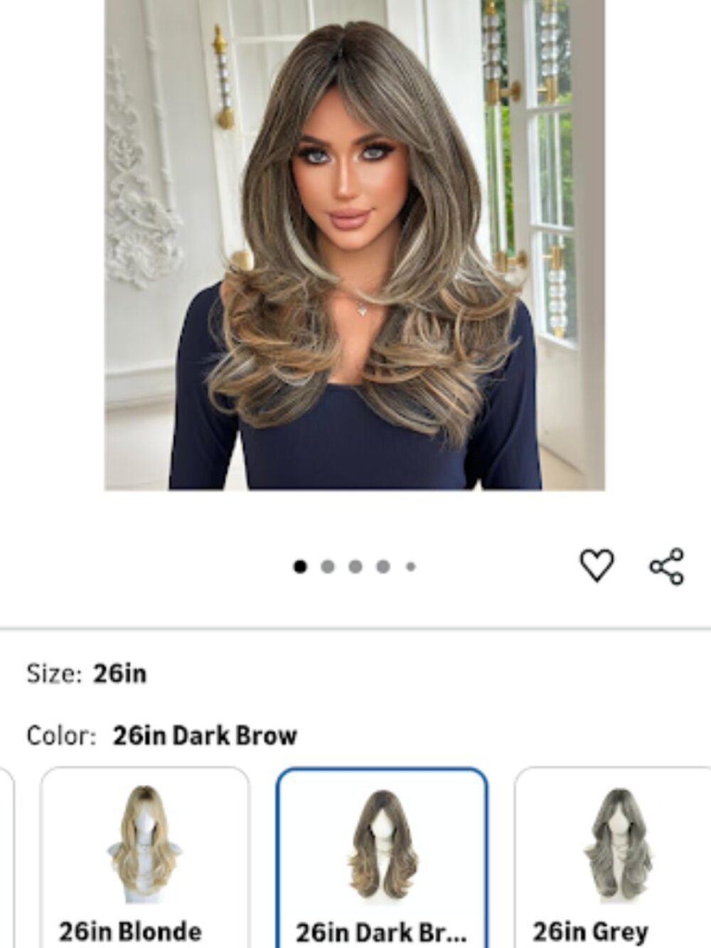 7JHH 26IN Long Hair Dark Brown Synthetic Wig - New In Box